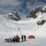 Frozen cores on White Lake by scientists in order to study sediment